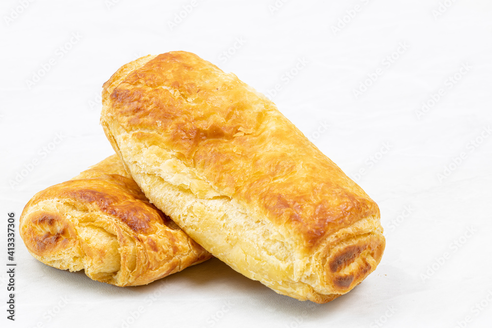 Pastries with cheese on the white background Pastries with cheese on the white background