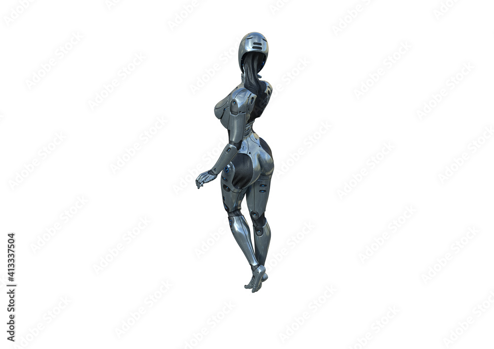 Image robot created in female figure with different viewing angles, isolated on a white background. Template for Photoshop as a smart object suitable for other picture composing. 3d rendering. Image robot created in female figure with different viewing angles, isolated on a white background. Template for Photoshop as a smart object suitable for other picture composing. 3d rendering.