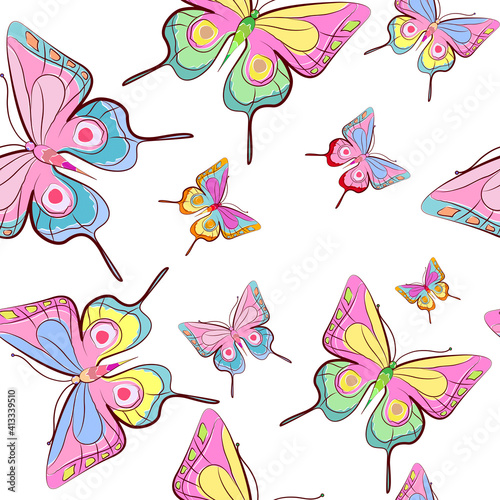 pattern beautiful color butterflies set