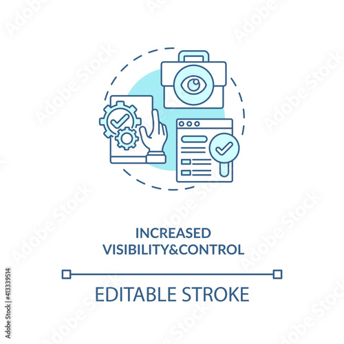 Increased visibility and control concept icon. Contract management automation advices. Contract management idea thin line illustration. Vector isolated outline RGB color drawing. Editable stroke