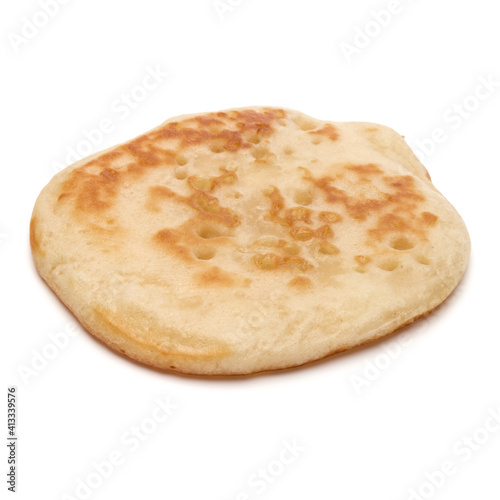 One pancake isolated on white background cutout.