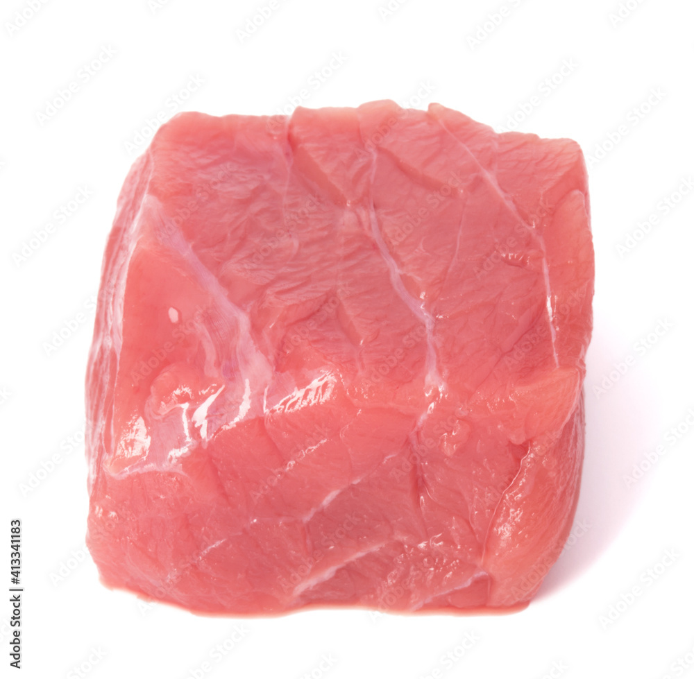 Raw chopped beef meat cube isolated om white background cut out. Raw chopped beef meat cube isolated om white background cut out.