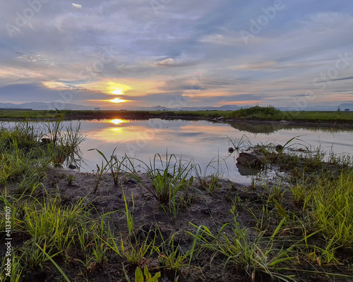 sunset over the river