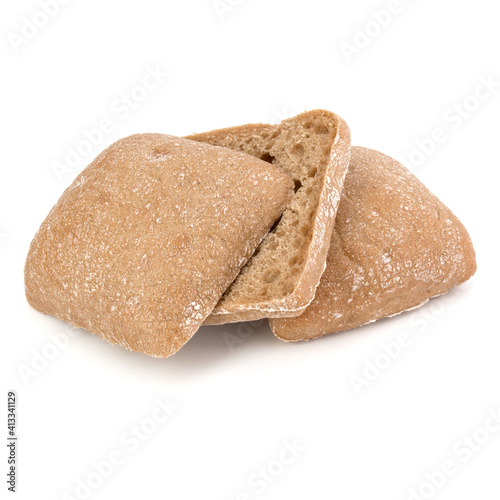 sliced Ciabatta bread isolated on white background cut out