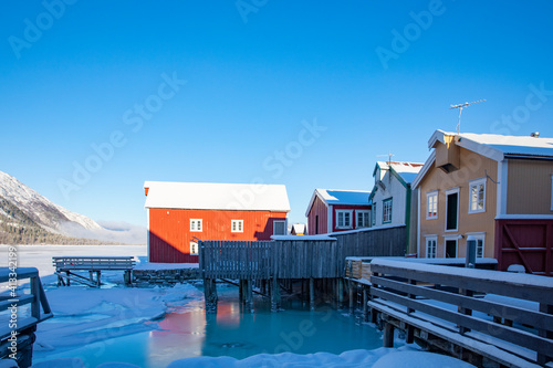 Very cold in the town on the shores of river Vefsna - Mosjøen,Helgeland,Nordland county,Norway,scandinavia,Europe