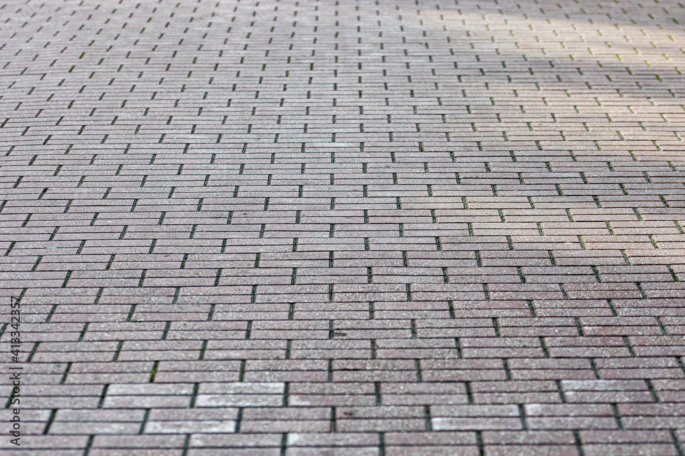 perspective view monotone gray brick stone pavement