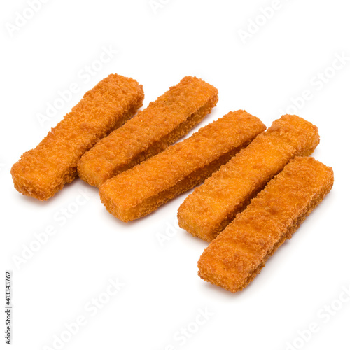 Crispy Fish fingers isolated on white background