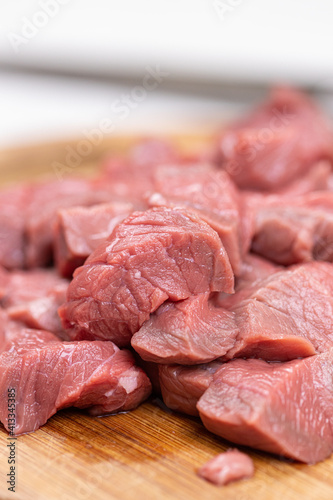 Fresh Raw Pork Meat sliced and ready for cooking
