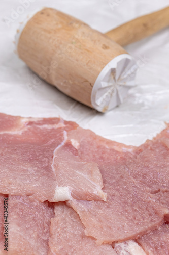 Fresh Raw Pork Meat sliced and ready for cooking