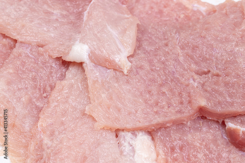 Fresh Raw Pork Meat sliced and ready for cooking