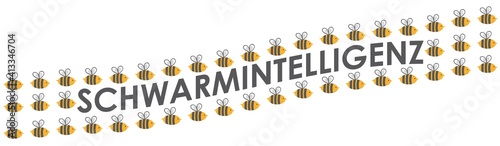 Schwarmintelligenz, Bienenschwarm, soziale Kompetenz, Gruppendynamik, Herdenverhalten, Vektor, Illustration