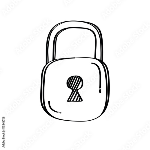 padlock secure doodle style icon vector illustration design