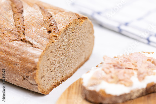 Sandwich with Tuna fish on dark bread