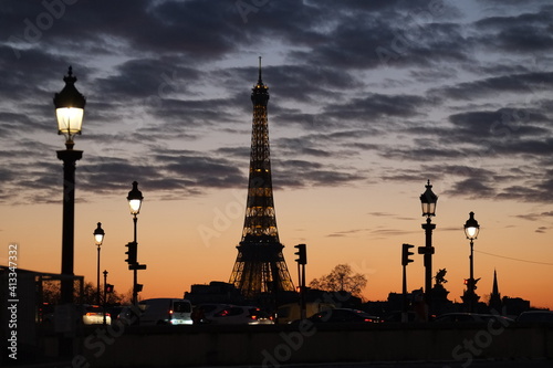 The Eiffel tower view from Concorde square (Paris, 12th February 2021) © Yann Vernerie