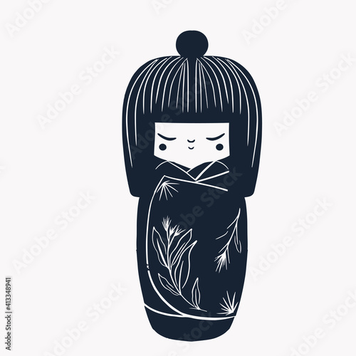 Japan wood dolls Kokeshi vector illustration