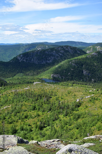 Grands-Jardins Sepaq National Park, Quebec, Canada: View from the peak of Mont du Lac-des-Cygnes on a summer sunny day