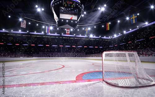 Wallpaper Mural Empty hockey arena in 3d render background Torontodigital.ca