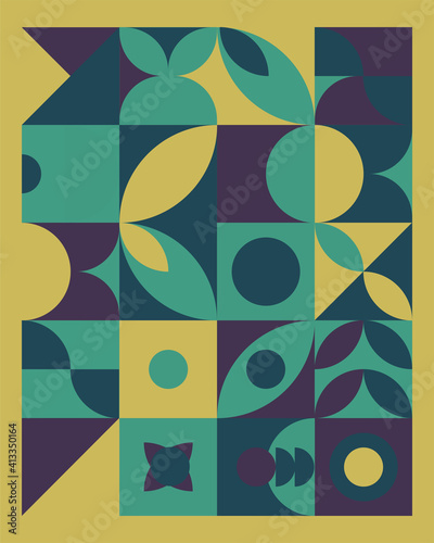 Abstract geometric mural colorful background in Bauhaus style. Vector pattern design in Scandinavian style