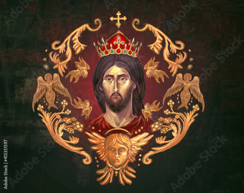 Jesus Christ portrait with decorations