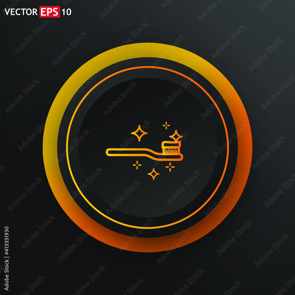 Tooth brush line sign. Single line icon on black background Tooth brush line sign. Single line icon on black background