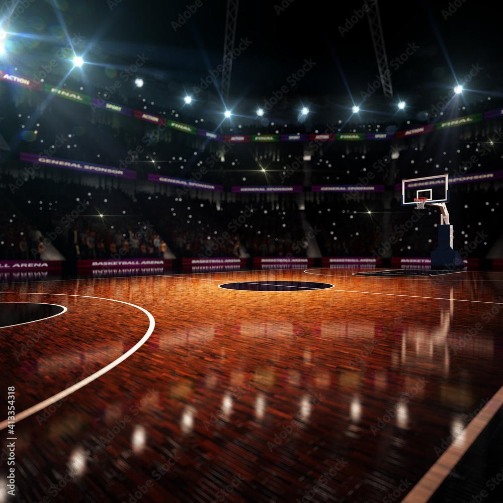 Basketball Court Sport Arena 3d Render Background Stock Photo Adobe 