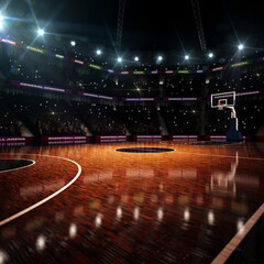 Basketball court. Sport arena. 3d render background