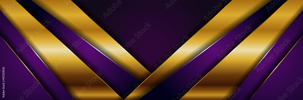 Fototapeta premium abstract 3d style luxury golden line overlap layer background . Luxurious modern dark in gold shades template deluxe design illustration vector