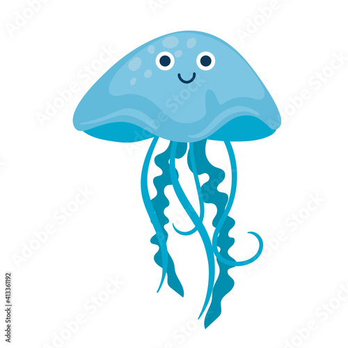 jellyfish wild animal sealife icon vector illustration design