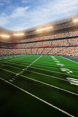 Empty American football soccer stadium with fans
