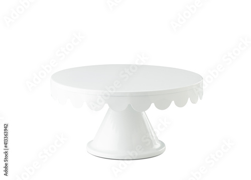 White Metal Cake Stand on a White Background