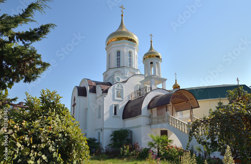 Church of St. Nina Equal to Apostles on sunny day, Golovinka microdistrict, Sochi, Krasnodar Territory, Russia
