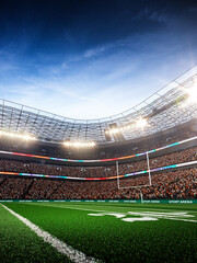 Empty American football soccer stadium with fans