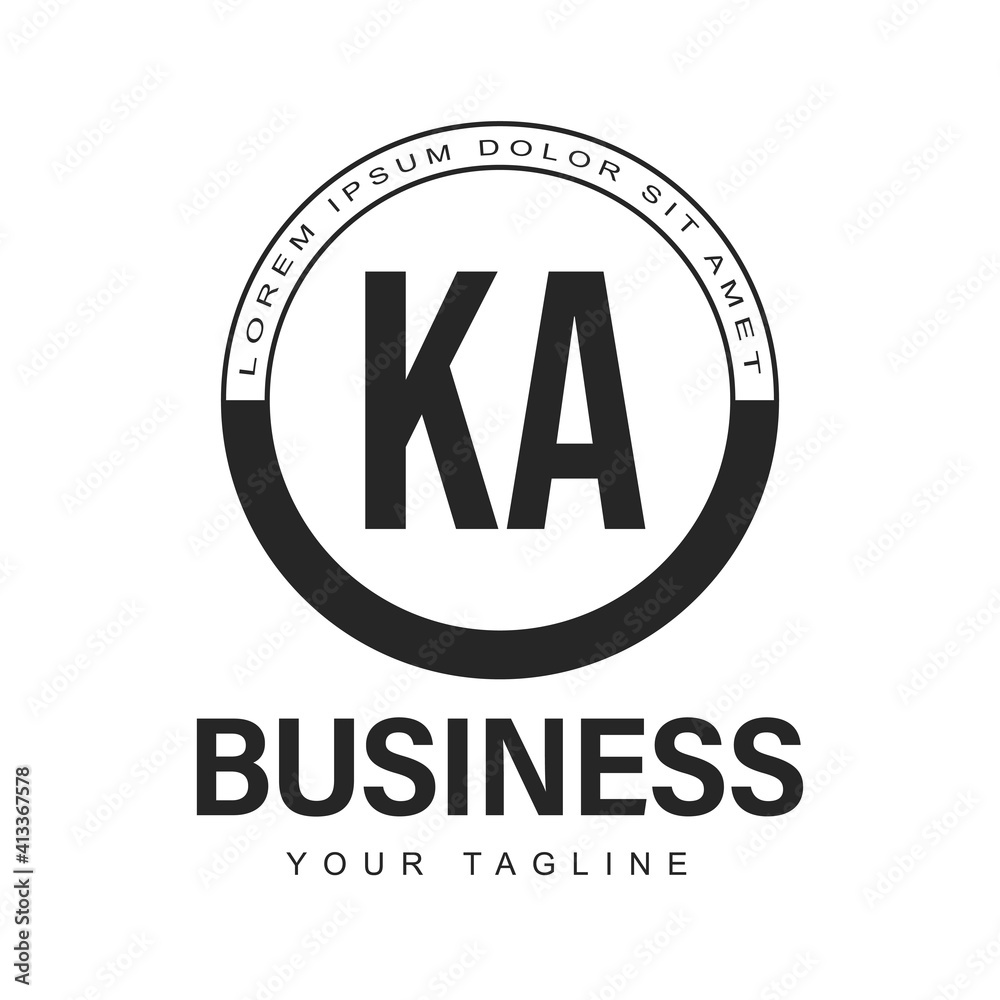 KA Initial A Logo Design with Abstract Style - obrazy, fototapety, plakaty 