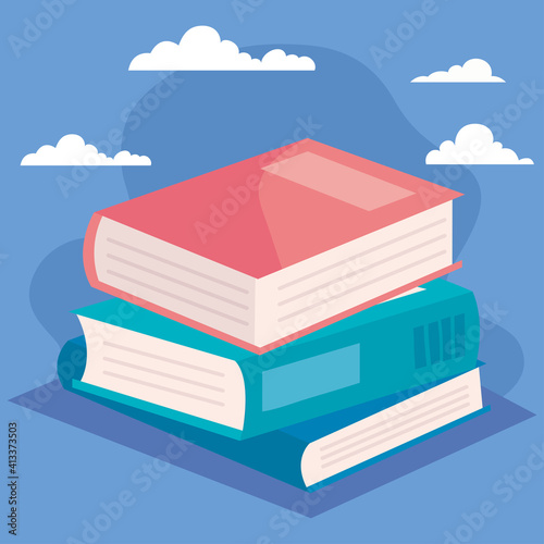 pile text books literature icons vector illustration design