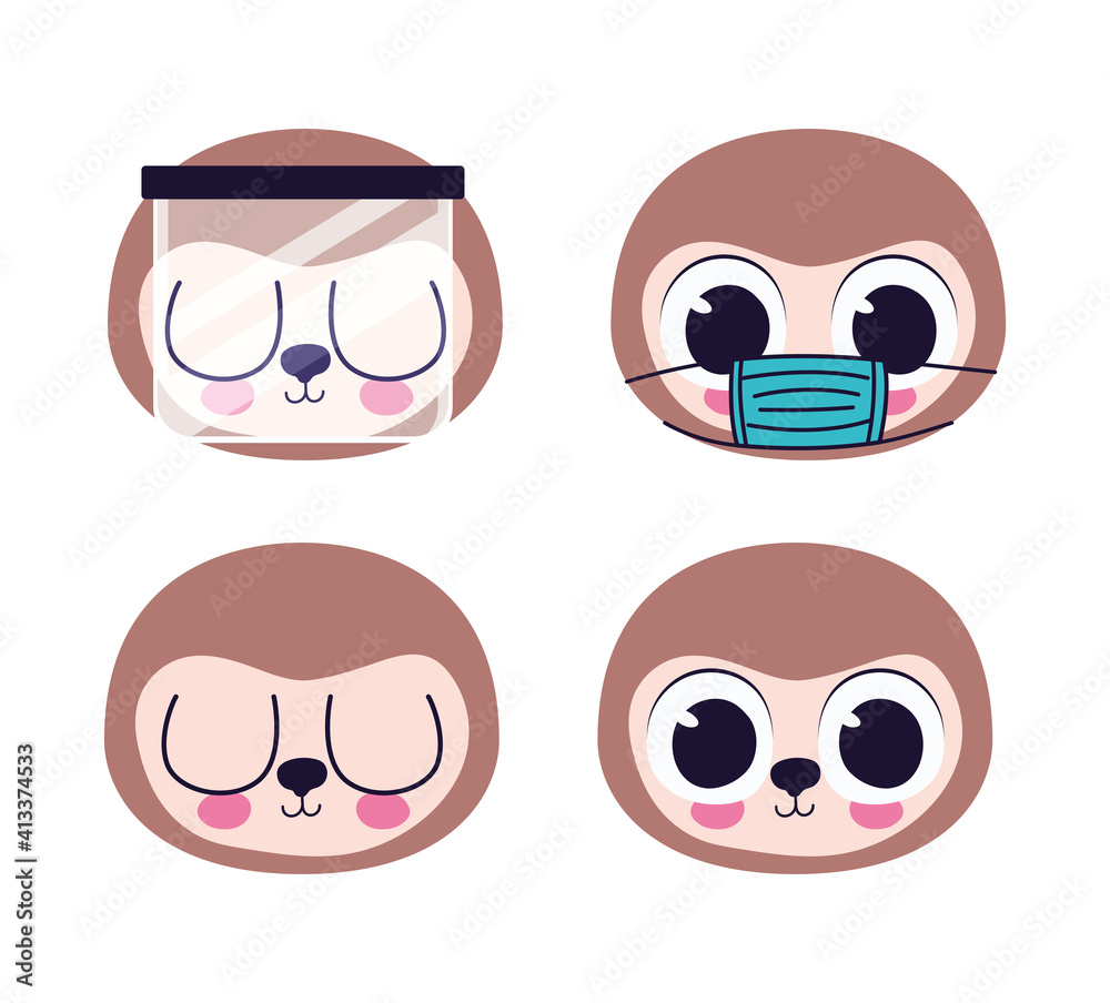bundle of cute sloths stickers