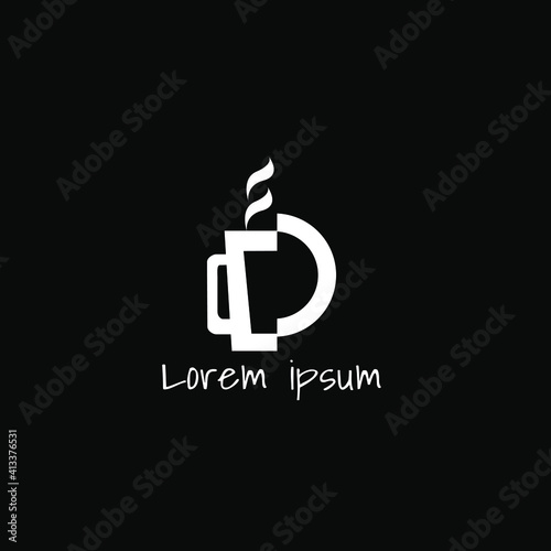 p letter logo and coffee cup for the name of a cafe or restaurant