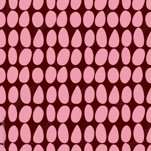 Abstract  pink ovals Seamless Pattern on dark red burgundy Background Spotted Leopard  Doodle Irregular abstract mesh background texture Modern lattice Trendy hipster design Vector Illustration