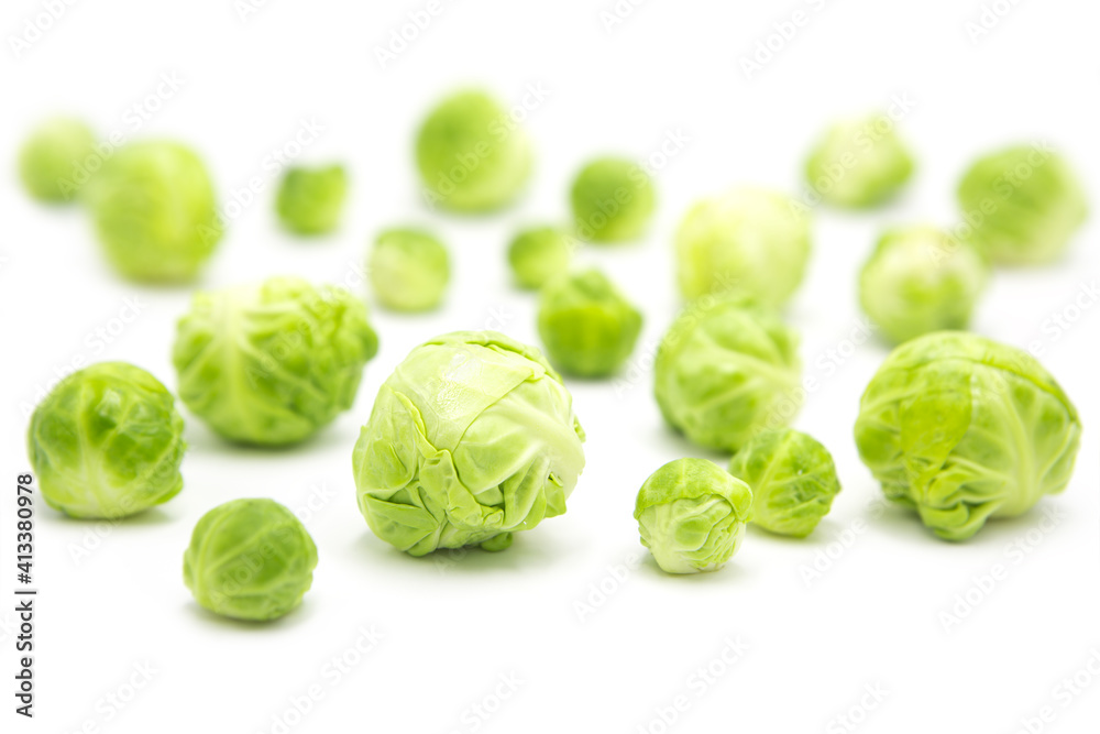 Fresh organic brussels sprouts isolated on white background. Fresh organic brussels sprouts isolated on white background.