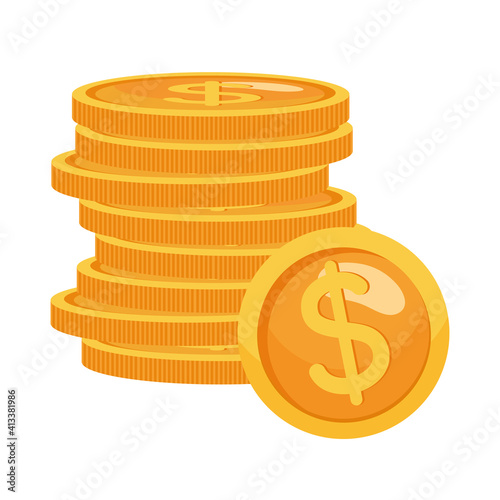 coins cash dollars money icon vector illustration design