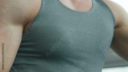 Wallpaper Mural man in sportswear running on treadmill at gym Torontodigital.ca