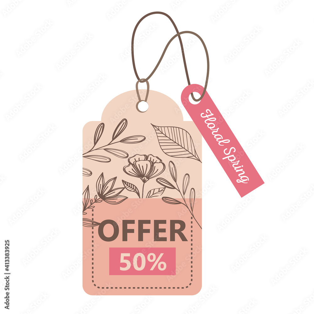 sale spring season deals tags hanging icons vector illustration design