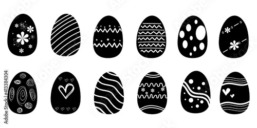 Easter eggs icon set on white background.