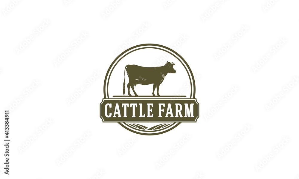 Obraz premium logo for cattle farm in white background