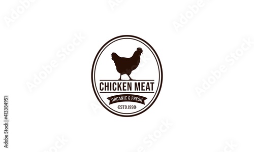 logo for chicken shop with illustration of healthy and fat chicken