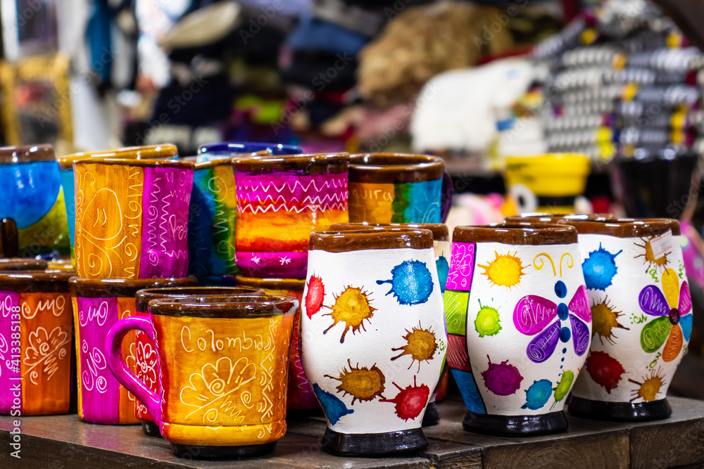Beautiful traditional handicrafts of the small town of Raquira in Colombia. The City of Pots. Beautiful traditional handicrafts of the small town of Raquira in Colombia. The City of Pots.