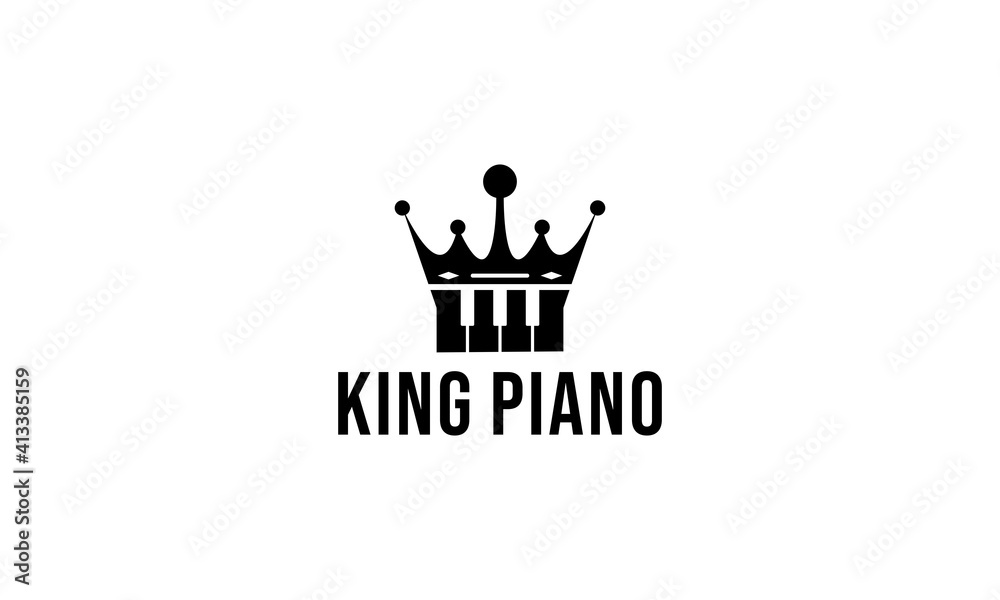 piano king logo with piano crown reflecting the king of piano music piano king logo with piano crown reflecting the king of piano music