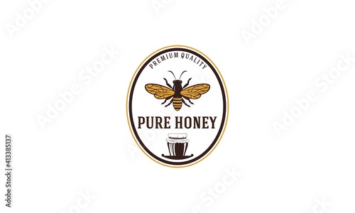 logo for honey growers or for processing honey in a vintage style