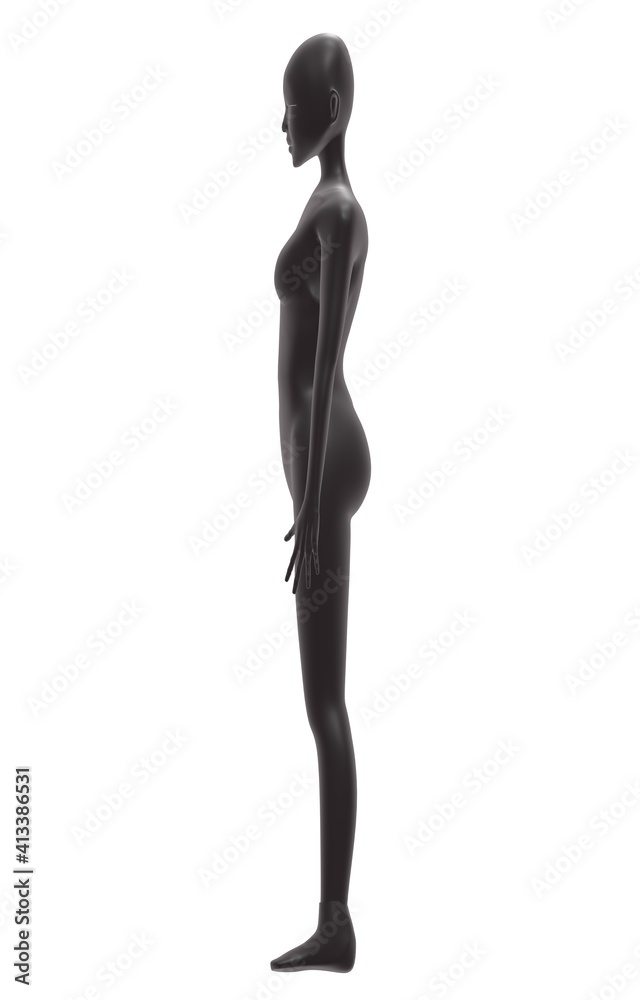 Naklejka premium 横向きの目を閉じた女性のシルエット