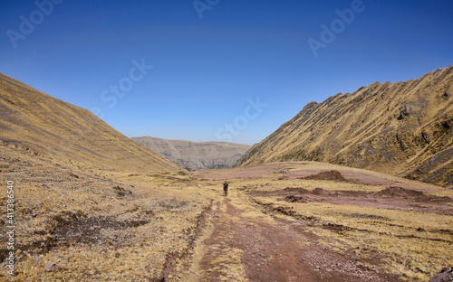 Beautiful landscape of the original Inca Trail to the ruins of Huchuy Qosqo  Sacred Valley  Peru