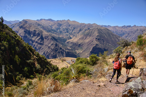 Trekking into the remote Inca ruins of Huchuy Qosqo ("Little Cuzco"), Sacred Valley, Peru